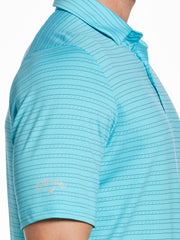 Mens Fine Line Ventilated Stripe Golf Polo Shirt (Santorini Blue) 