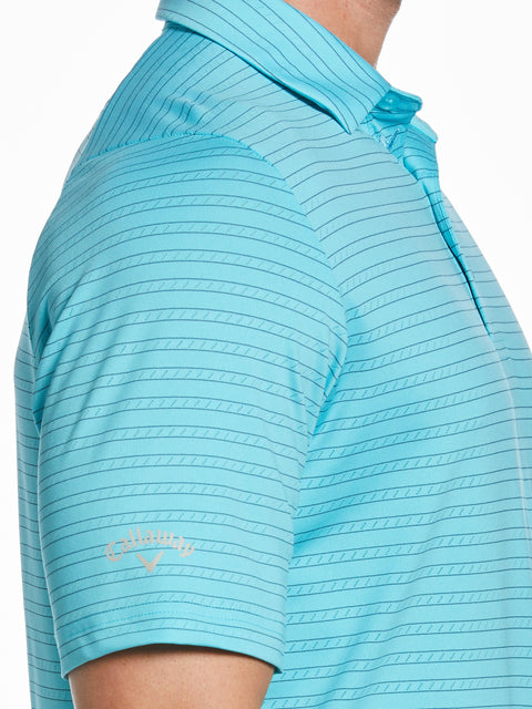 Mens Fine Line Ventilated Stripe Golf Polo Shirt (Santorini Blue) 