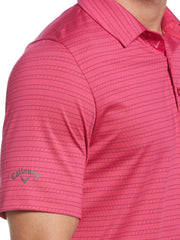 Mens Fine Line Ventilated Stripe Golf Polo Shirt (Lilac Rose) 