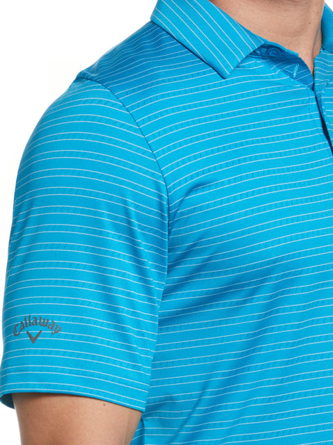 Mens Fine Line Ventilated Stripe Golf Polo Shirt (Hawaiian Ocean) 