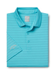 Mens Fine Line Ventilated Stripe Golf Polo Shirt (Santorini Blue) 