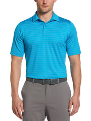 Mens Fine Line Ventilated Stripe Golf Polo Shirt (Hawaiian Ocean) 