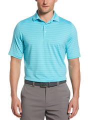 Mens Fine Line Ventilated Stripe Golf Polo Shirt (Santorini Blue) 