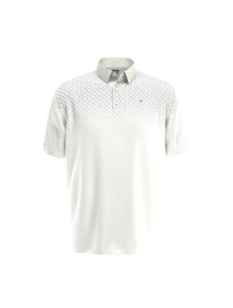 Mens Geo Print Polo Polos Bright White / S