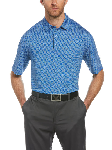 Mens Herringbone Printed Polo-Polos-Blue Tattoo-XXXL-Callaway