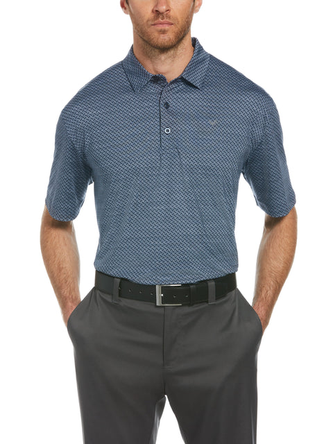 Mens Herringbone Printed Polo-Polos-Navy-M-Callaway