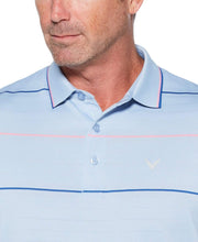 Mens Herringbone Textured Stripe Polo Polos