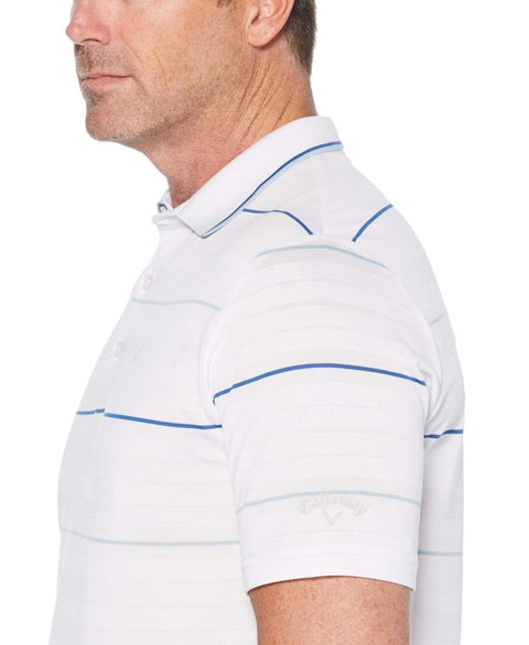 Mens Herringbone Textured Stripe Polo Polos