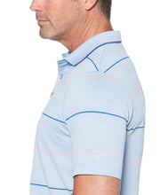 Mens Herringbone Textured Stripe Polo Polos