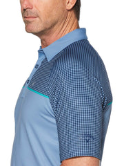 Mens Houndstooth Chest Print Golf Polo Polos