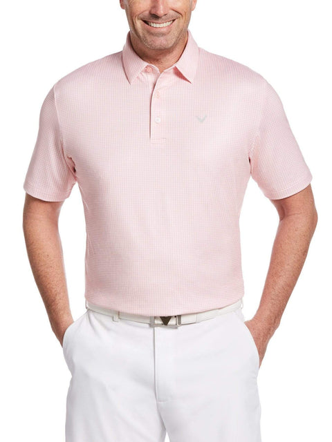 Mens Houndstooth Printed Polo-Polos-Powder Pink-L-Callaway Apparel