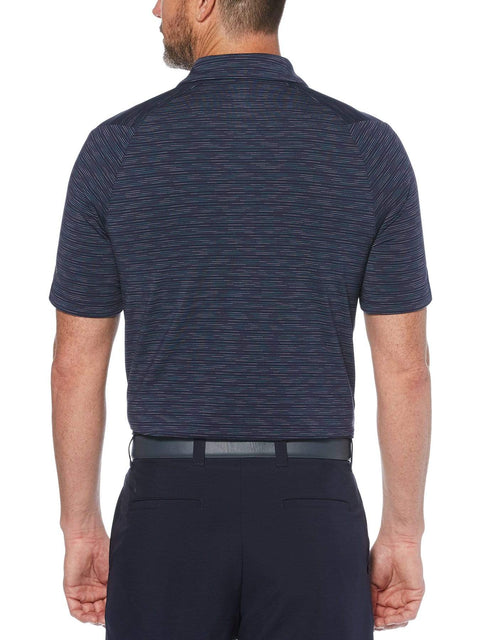 Mens Marled Texture Stripe Polo Polos