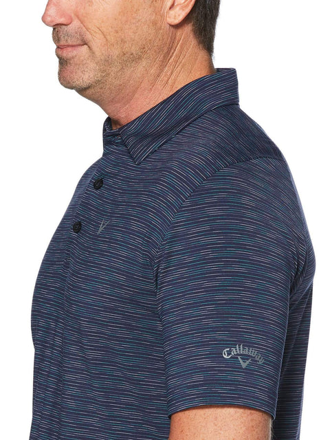 Mens Marled Texture Stripe Polo Polos