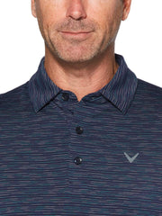 Mens Marled Texture Stripe Polo Polos