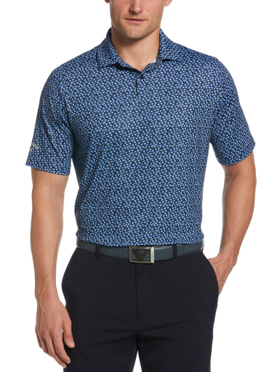 Micro Floral Print Golf Polo (Peacoat) 