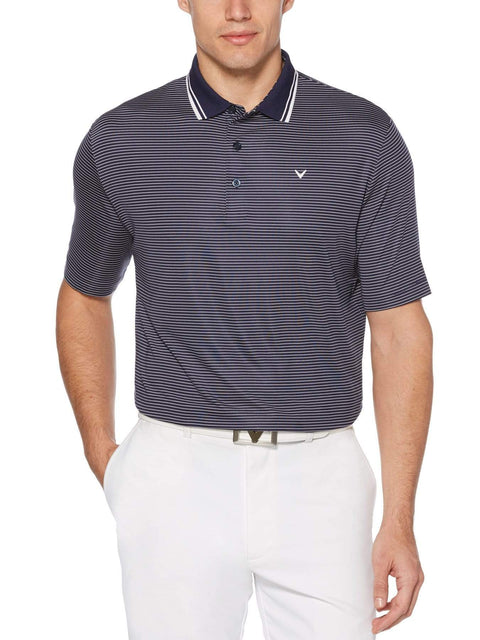 Mens Micro Stripe Polo with Tipped Collar-Polos-Peacoat-L-Callaway