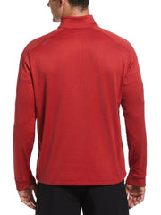 Mens Midweight Waffle Knit Fleece 1/4 Zip Golf Sweater (True Red Htr) 