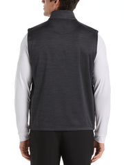 Mixed Media Full Zip Puffer Golf Vest (Black Heather) 