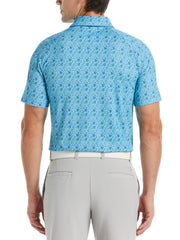 Novelty Print Golf Polo (Blue Grotto) 