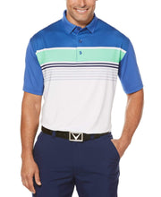 Mens Opti-Dri Roadmap Striped Polo Polos Bright Cobalt / S