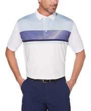 Mens Opti-Dri Texture-Printed Color Block Polo Polos Bright White / XL