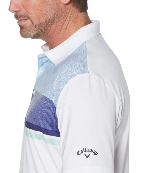 Mens Opti-Dri Texture-Printed Color Block Polo Polos