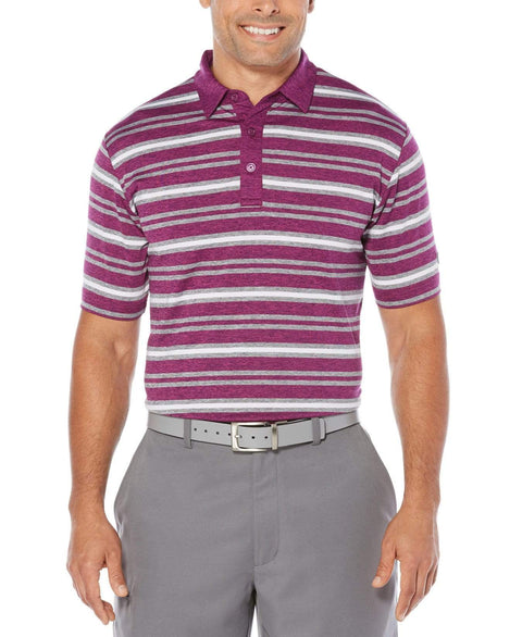 Mens Opti-Soft Heather Striped Polo Polos Hollyhock Heather / S