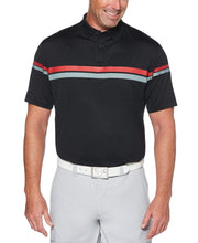 Mens Patterned Stripe Performance Polo Polos Black / L