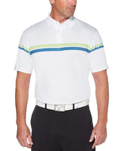 Mens Patterned Stripe Performance Polo Polos Bright White / XXL