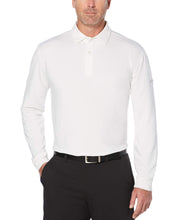 Mens Performance Long Sleeve Heathered Polo Polos Bright White / L