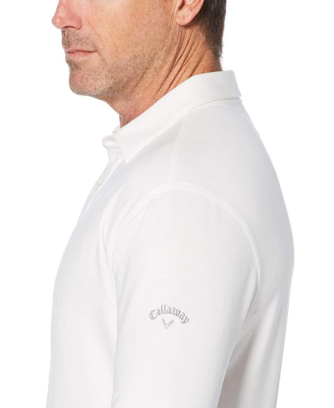 Mens Performance Long Sleeve Heathered Polo Polos