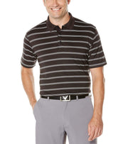 Mens Performance Stripe Polo Polos Caviar / S