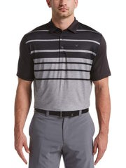 Mens Printed Engineered Stripe Polo Polos Caviar / L