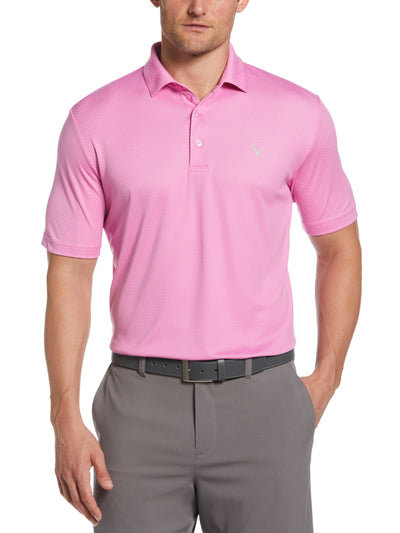 Men's Pro Spin Chevron Jacquard Golf Polo (Pink Sunset) 