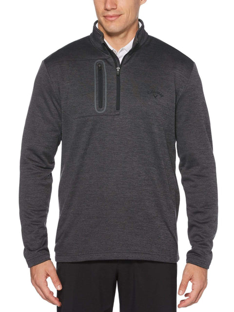 Mens Quarter Zip Pullover with Pocket-Jackets-Black Heather-XL-Callaway