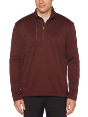 Mens Quarter Zip Pullover with Pocket-Jackets-Tawny Port Heather-XXL-Callaway