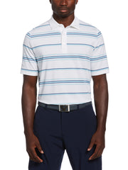 Resort Ventilated Stripe Golf Polo (Bright White) 