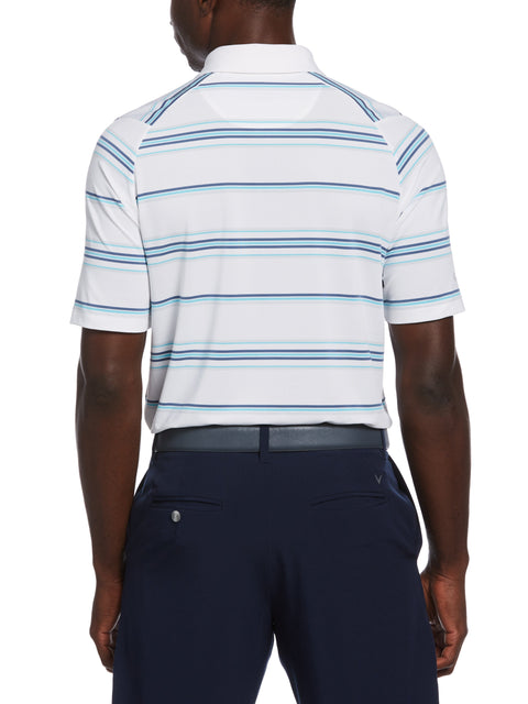 Resort Ventilated Stripe Golf Polo (Bright White) 