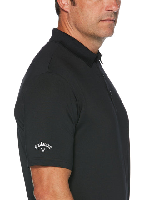 Mens Solid Stretch Polo (Black) 