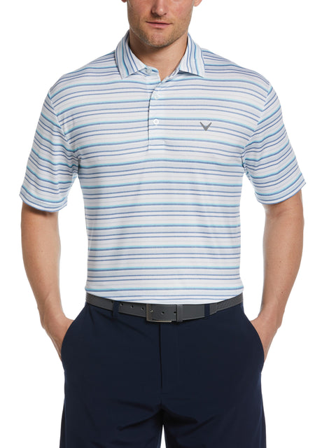 Sun-Worn Stripe Golf Polo (Bright White) 