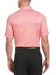 Mens Swing Tech Gingham Printed Golf Polo (Sunkist Coral) 