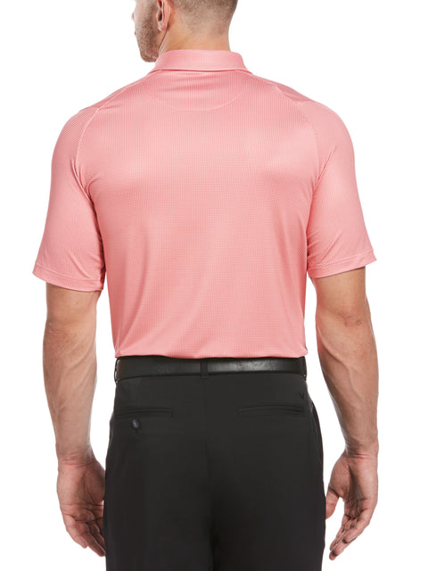 Mens Swing Tech Gingham Printed Golf Polo (Sunkist Coral) 