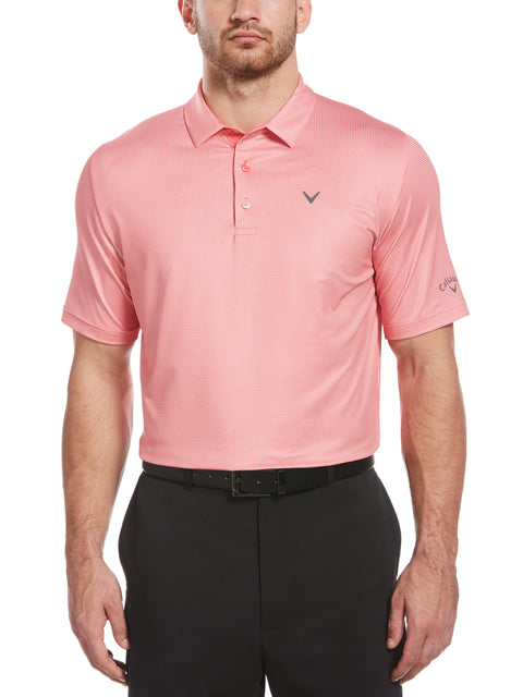 Mens Swing Tech Gingham Printed Golf Polo (Sunkist Coral) 