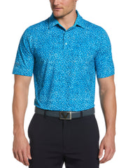 Mens Swing Tech Ventilated Layered Print Golf Polo (Hawaiian Ocean) 