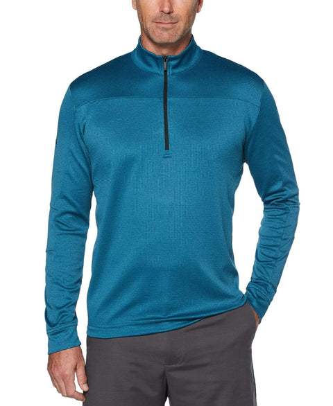 Mens Swing Tech 1/4 Zip Waffle Fleece Jackets Deep Dive Heather / L