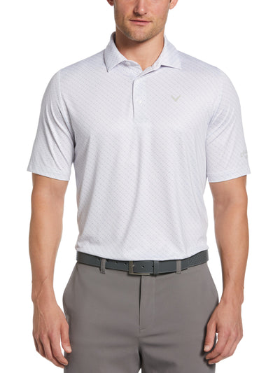 Men's Swing Tech Allover Chevron Golf Polo Shirt (Bright White/Peacoat) 