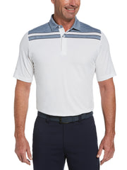 Mens Swing Tech Engineered Chevron Print Jacquard Golf Polo (Bright White) 