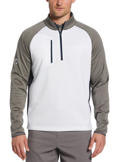 Mens Swing Tech Midweight Ottoman Fleece 1/4 Zip Golf Sweater (Bright White) 