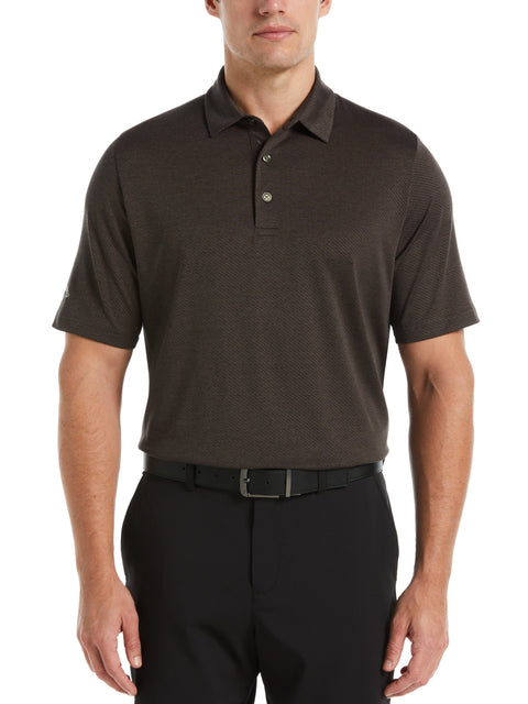 Mens Swing Tech Ventilated Heather Jacquard Golf Polo Shirt (Dk Lichen Htr) 