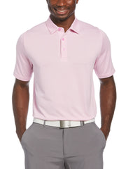 Mens Swing Tech Ventilated Heather Jacquard Golf Polo Shirt (Pink Sunset Htr) 